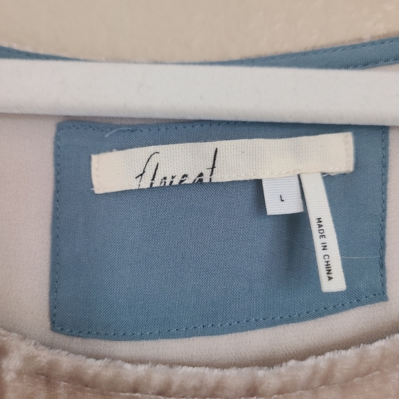 anthropologie floreat crinkle velvet shift tunic dress champagne cream size L - Picture 4 of 6